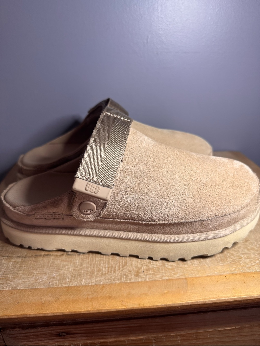 UGG Tan Suede Slip-On Mule with Adjustable Strap - Picture 3 of 6